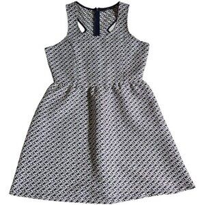 Doe & Rae navy white Jacquard dress sz L